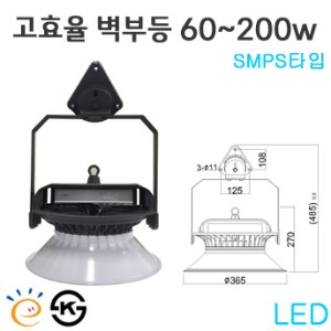 LED 고효율 투광등-SMPS타입 60w~200w 일반갓형(벽부형)
